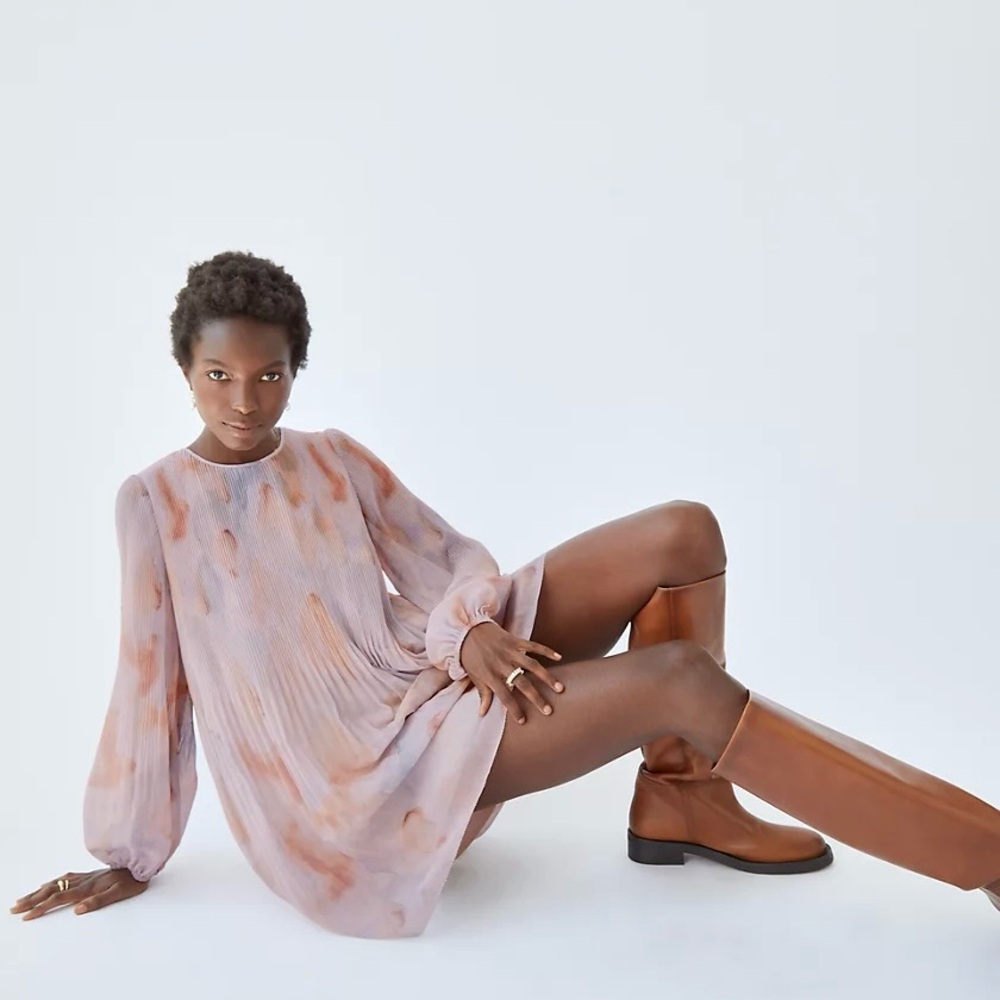 Wilfred Blush Tie-Dye Pleated Mini Dress